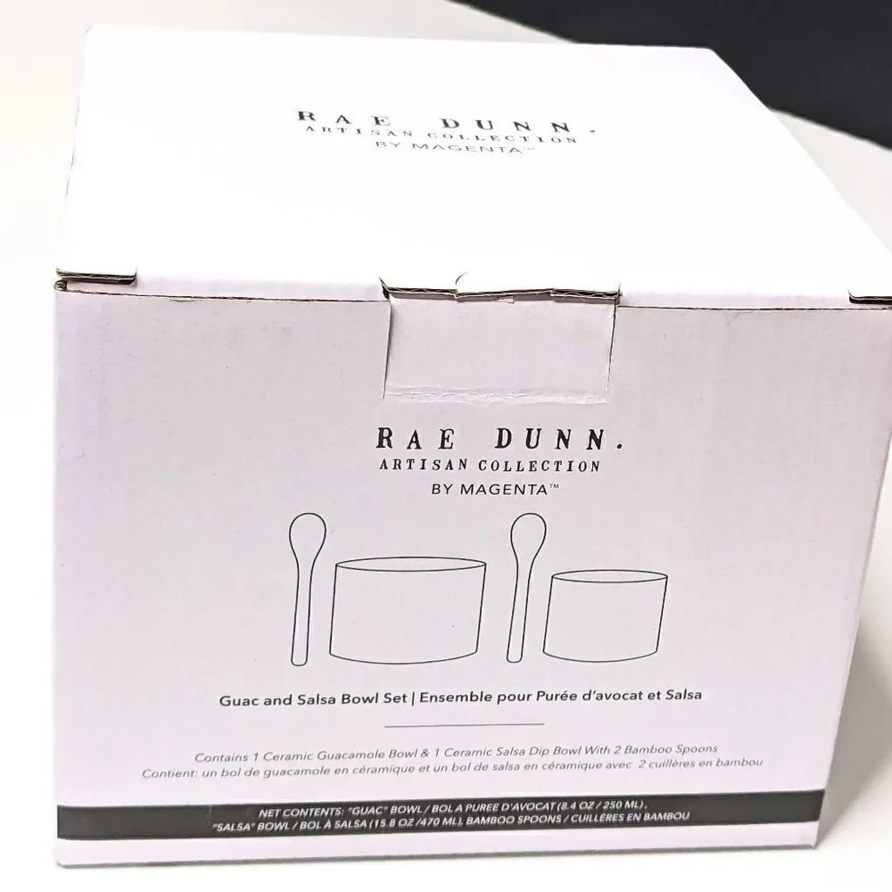 Rae Dunn Artisan Collection Salsa & Guacamole 2 pc Serving Set